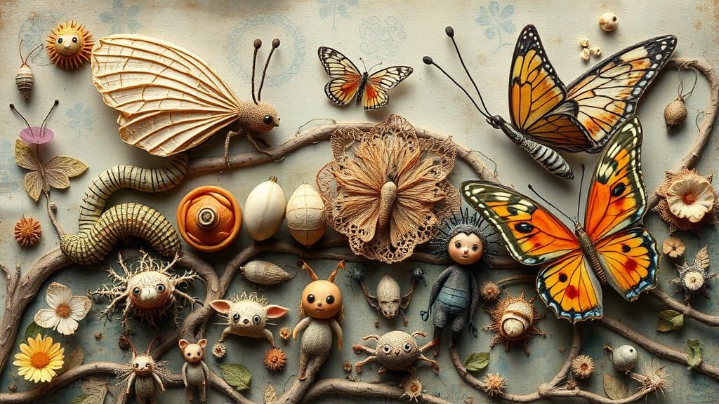 Dreamlike Bio Art Collage of Metamorphosis