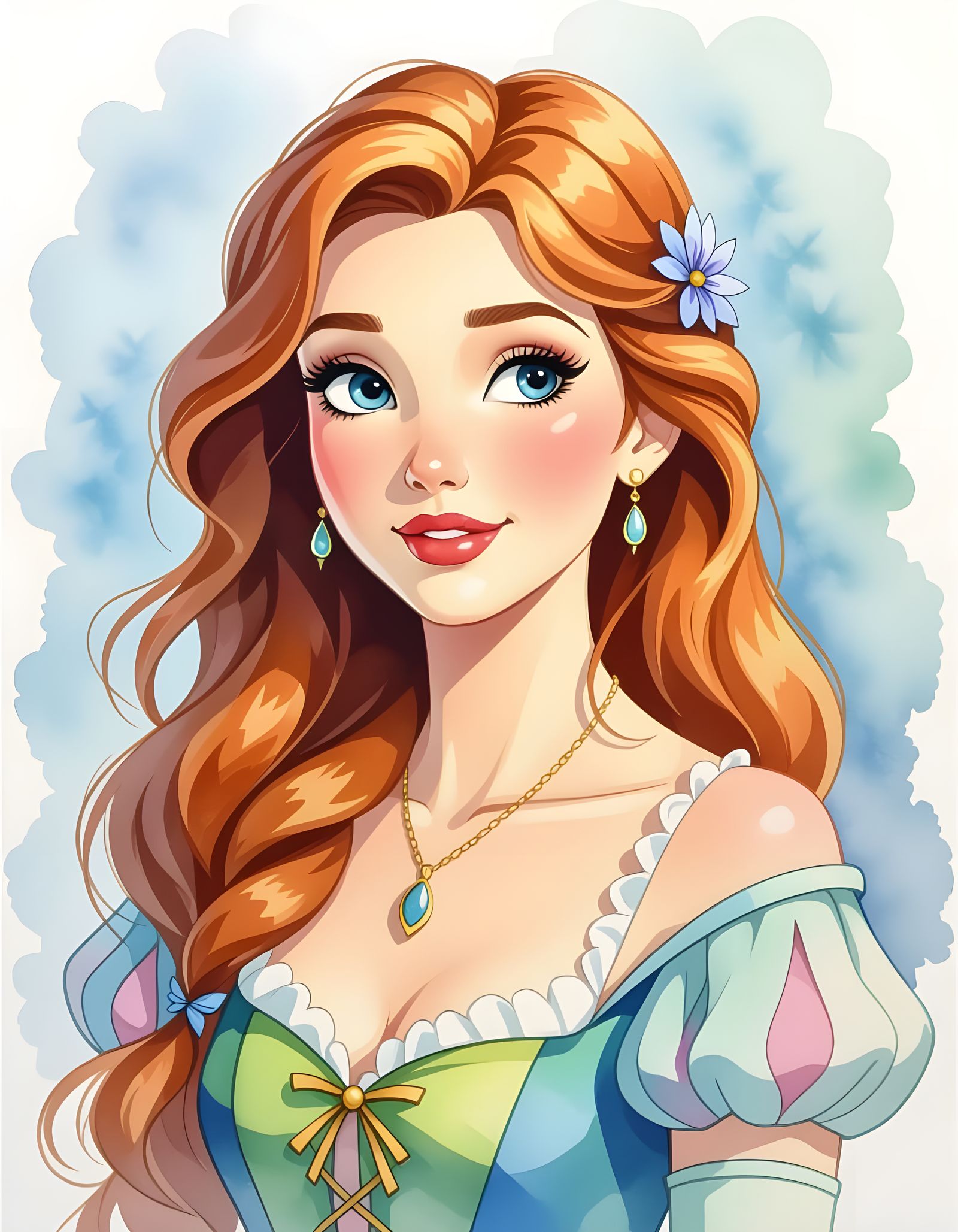 Watercolor Portrait of a Disney Princess