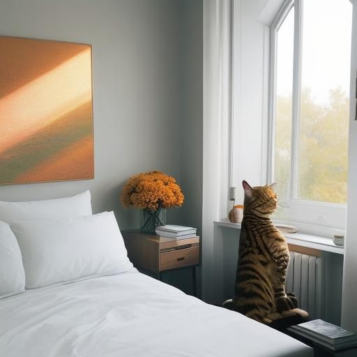 Cat in a Cozy Office: Hybrid Digital Art