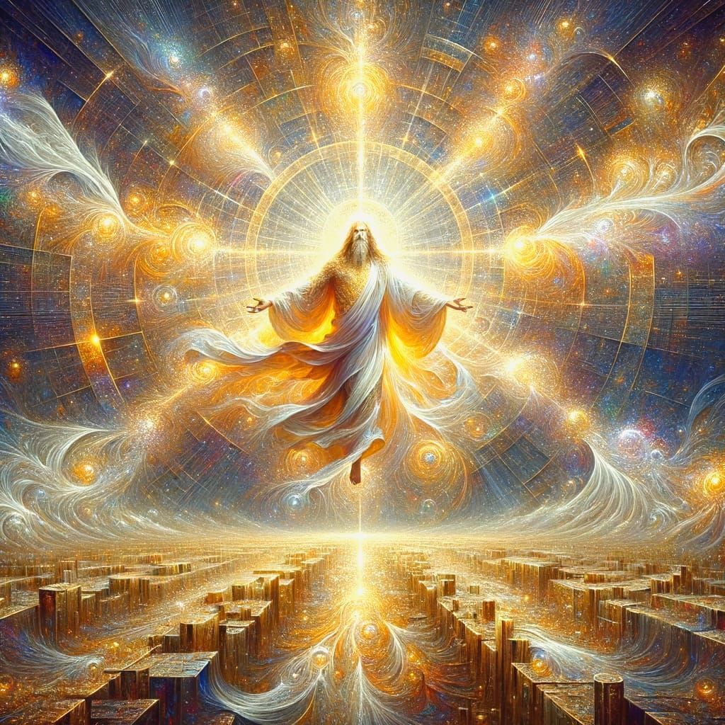 Divine Cosmic Figure in Ethereal Light
