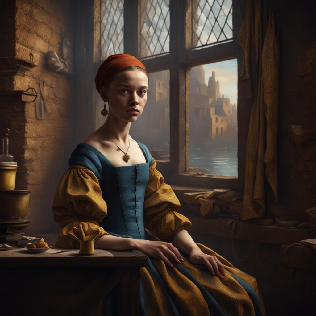 Girl with a Pearl Earring in Klee Style