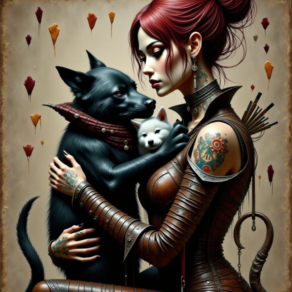 Queen of Hearts in Leather Armor, Hyperrealistic Art