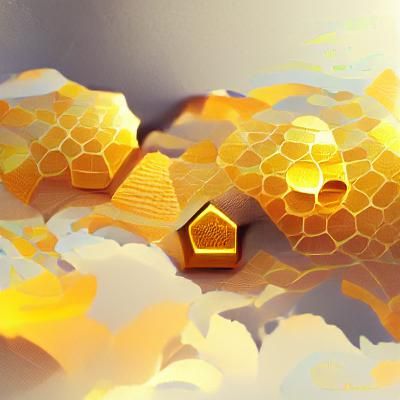 Honeycomb Dripping Honey in 3D Rendered Art