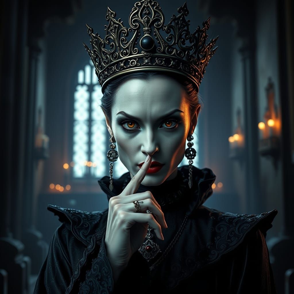 Ethereal Vampire Queen in Haunted Cathedral