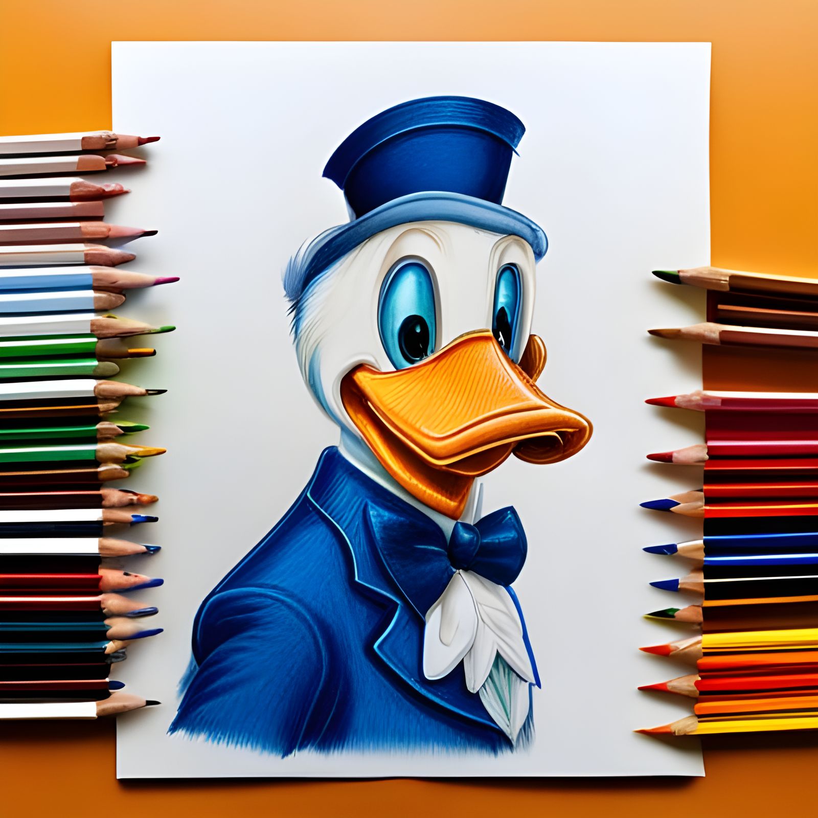 Donald Duck Color Pencil Drawing