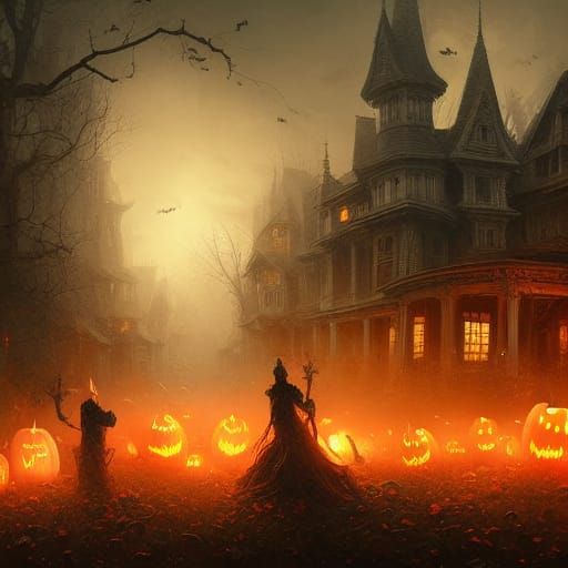 Epic Halloween Pumpkin Ghosts in Digital Art