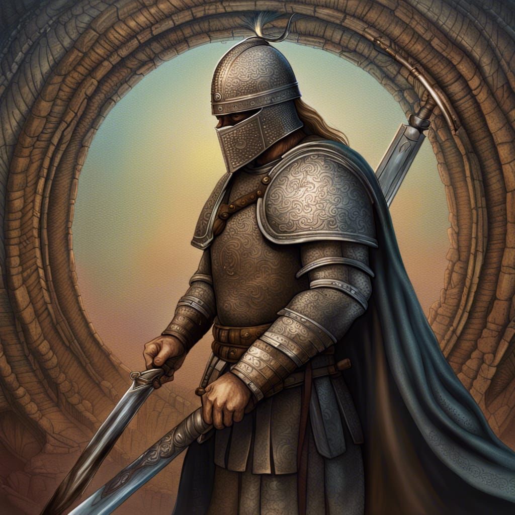 Germanic Crusader with Longsword in Matte Painting Style
