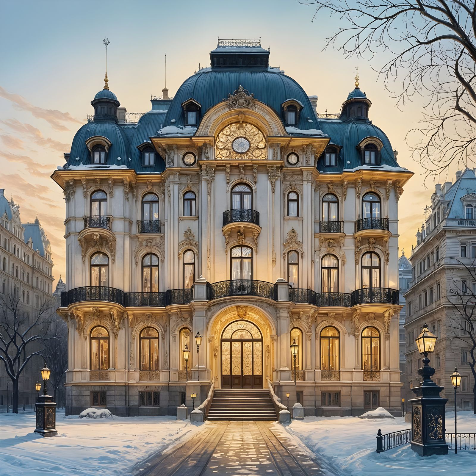Belle Epoque Palace in Winter Magic Hour