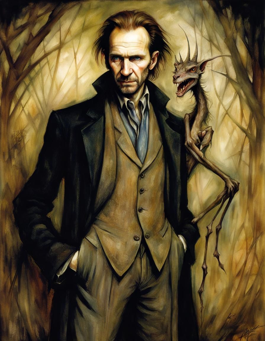 Ralph Fiennes Portrait in Brian Froud Style