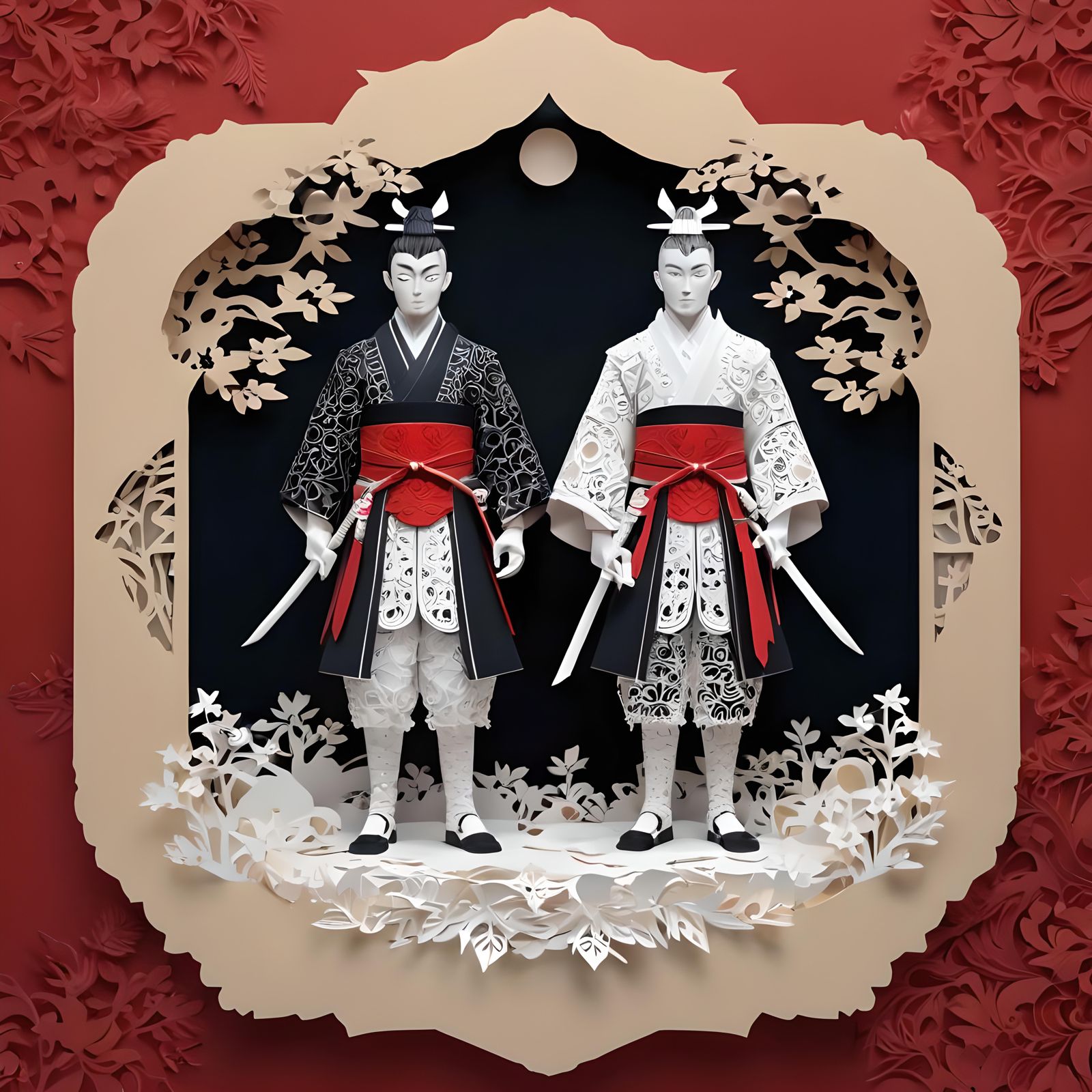 Samurai Summit: A Delicate Dance of Lace and Paper in Kirigami Art