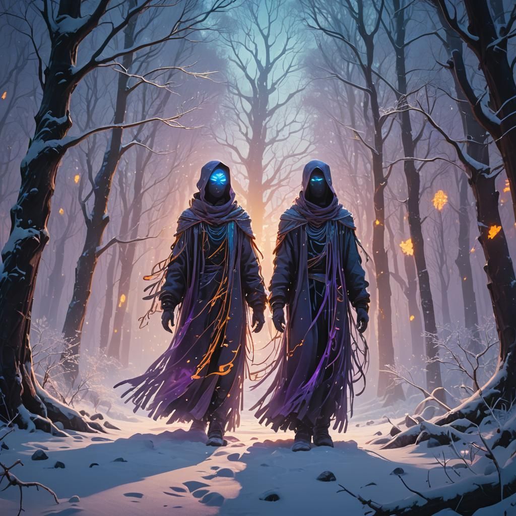 Ethereal Winter Ghost in Cyberpunk Fantasy