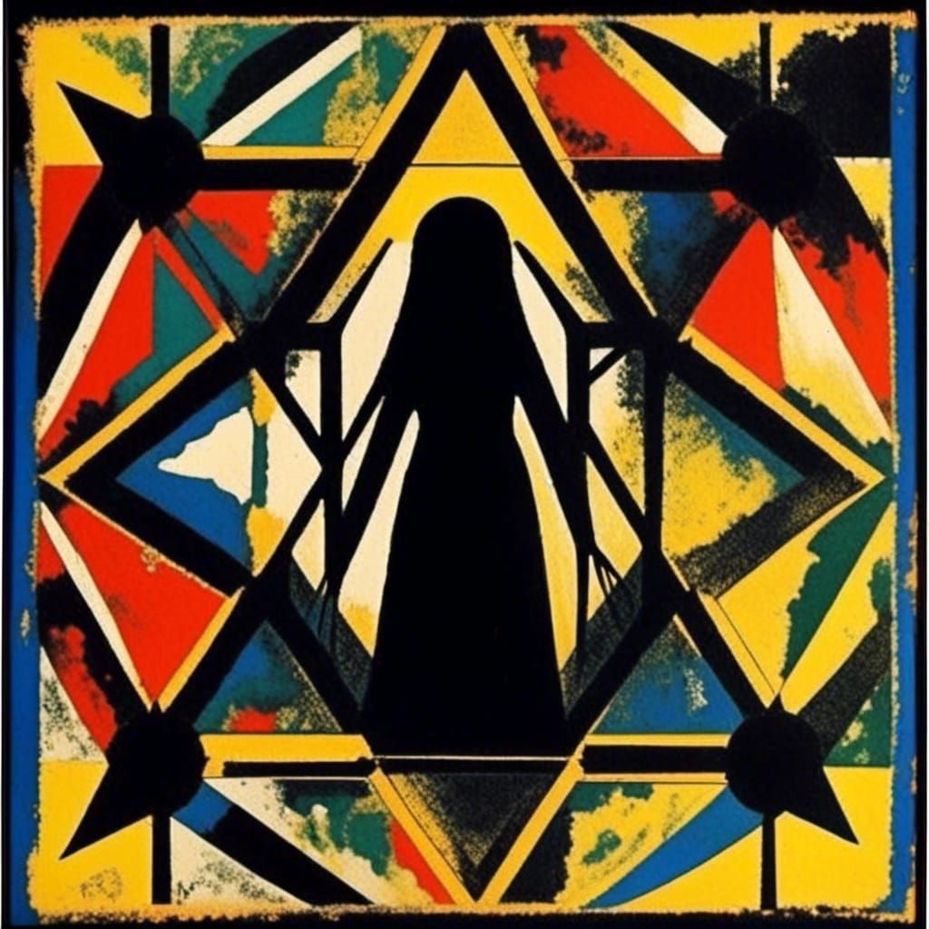 Love Witch in Dark Psychedelic Ink Print Style