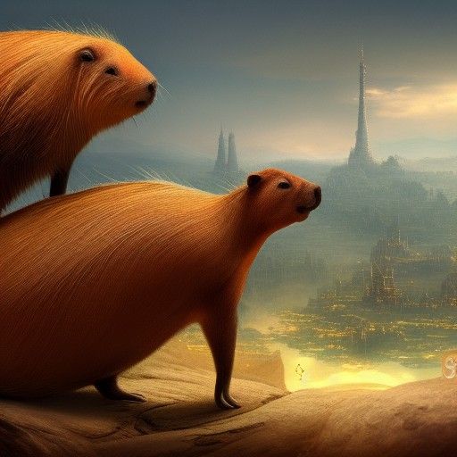 Detailed Capybara Matte Painting in Fantasy Style