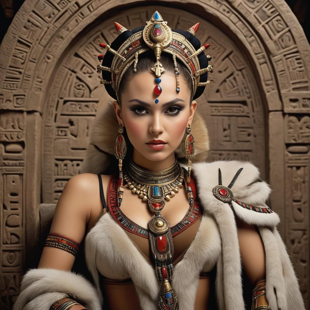Egyptian Queen with Tribal Tattoos Portrait