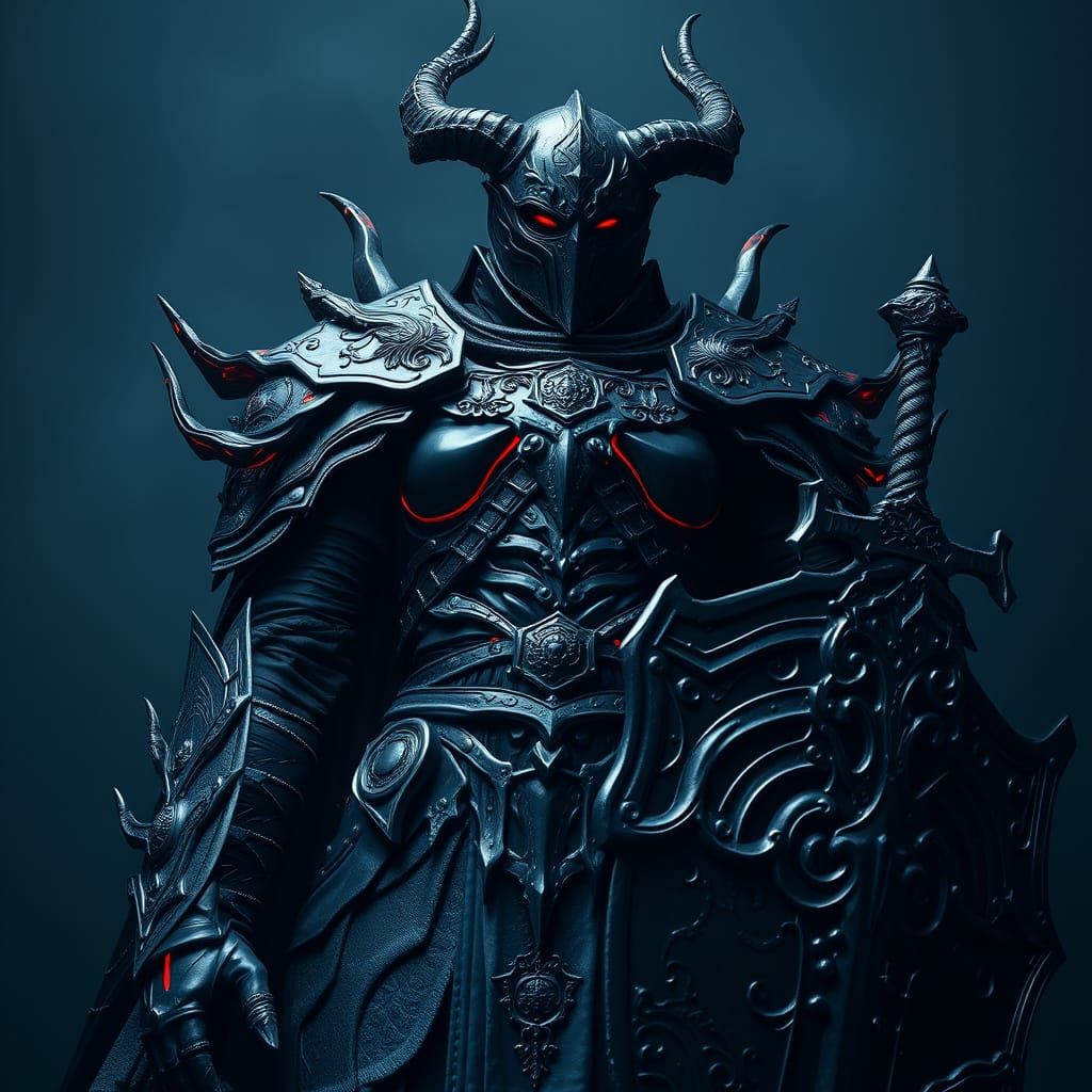 Gothic Dark Knight in Ancient Armor with Malevolent Energy
