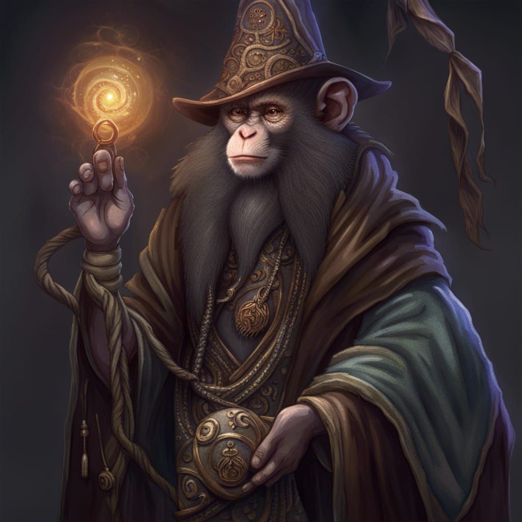 Monkey Wizard Person Generated by AI