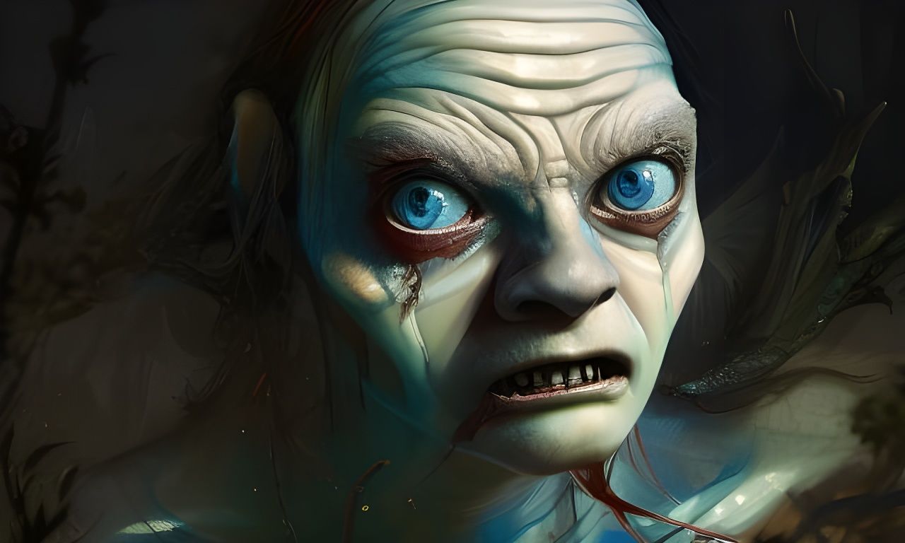 Gollum in Intricate Silk Dress: Hyperdetailed Digital Art