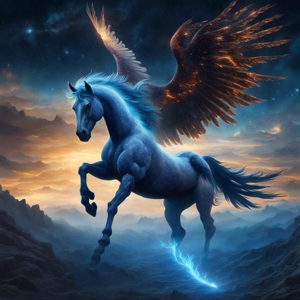Blue Star Pegasus and Phoenix in the Cosmos