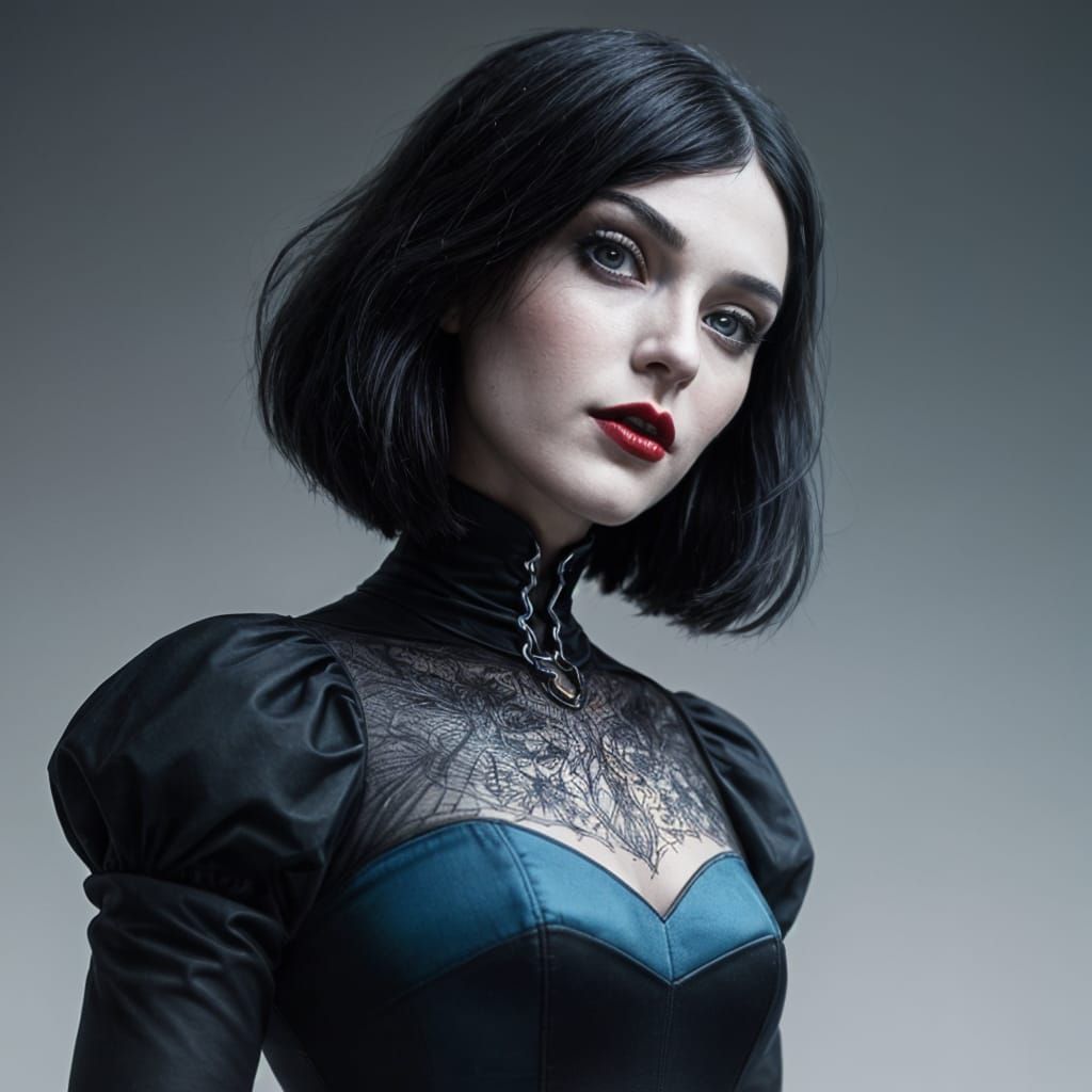 Gothic Snow White Portrait in Comic Book Art