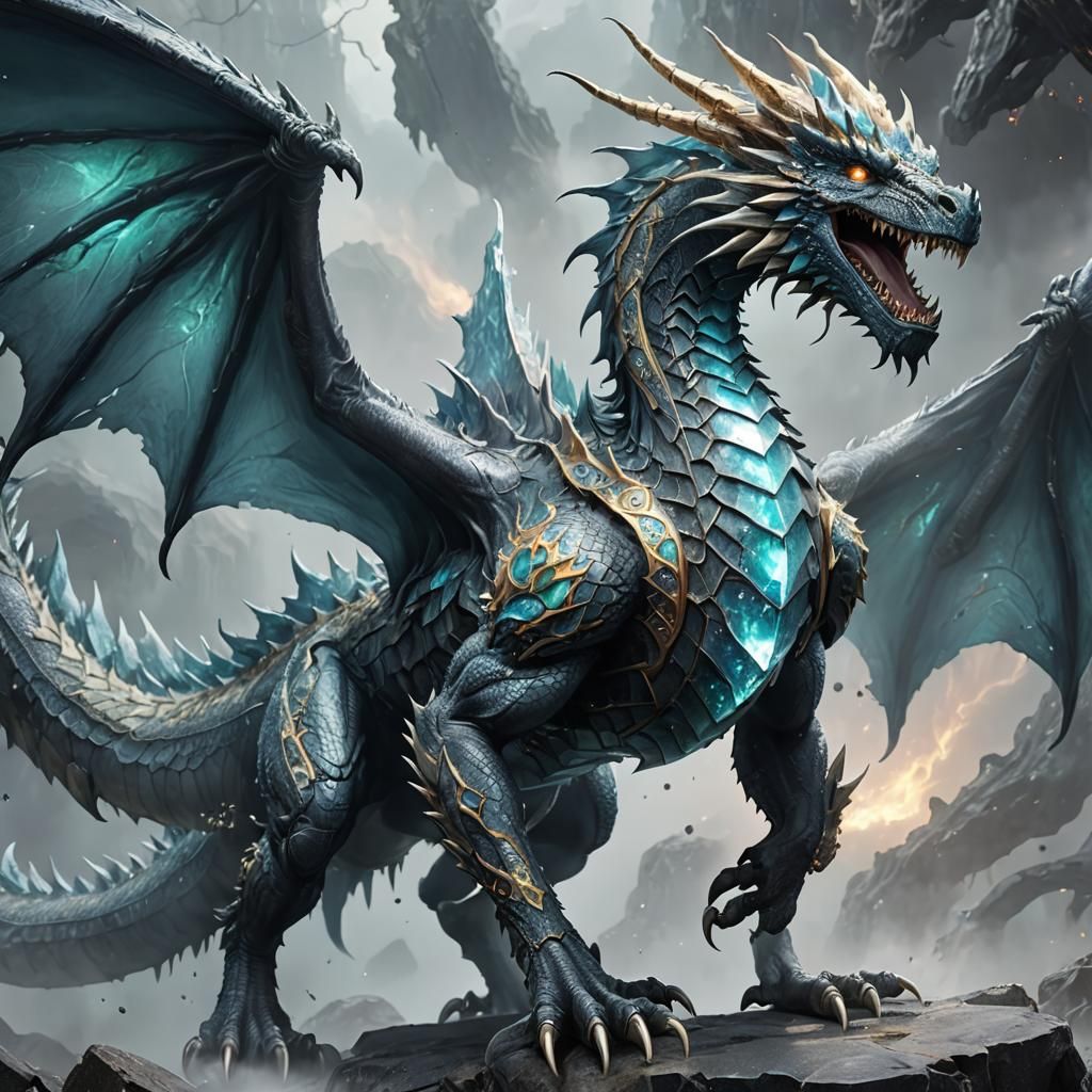 Elemental Dragon with Jewel Horns in 3D Anime Style