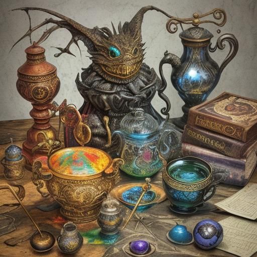 Vibrant 3D Render: Magic, Charms and Esoteric Symbols