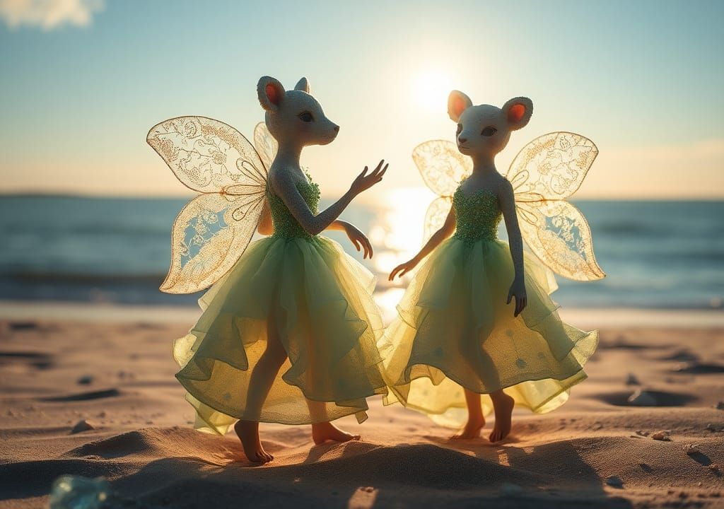 Sea Glass Couture Bear-Orchids in a Dream Realm