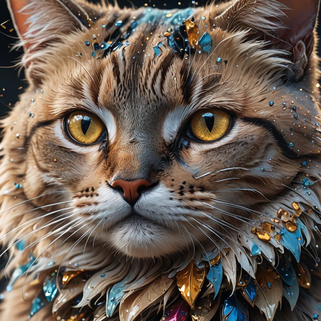 Macro Cat Face Portrait in National Geographic Style