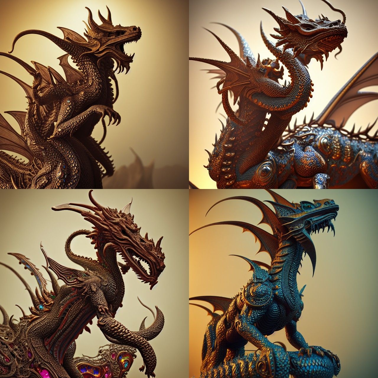 Ornate Dragon Sculpture with Intricate Details