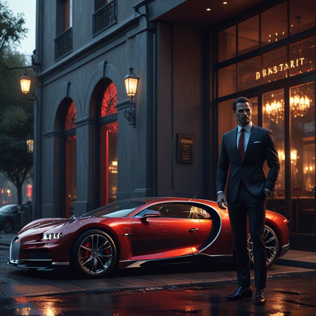 Mysterious Vampire in Luxurious Evening Setting