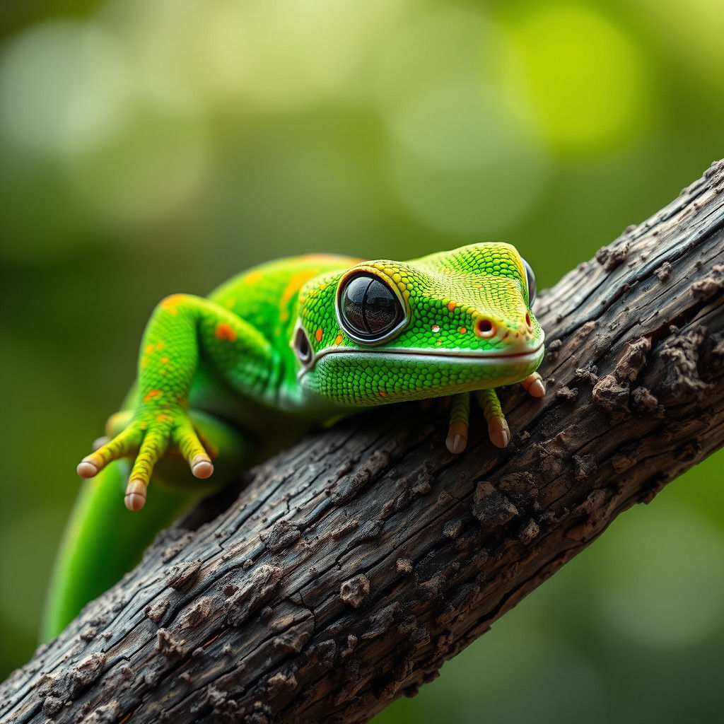 Vibrant Gecko Portrait in Hyperrealistic Style