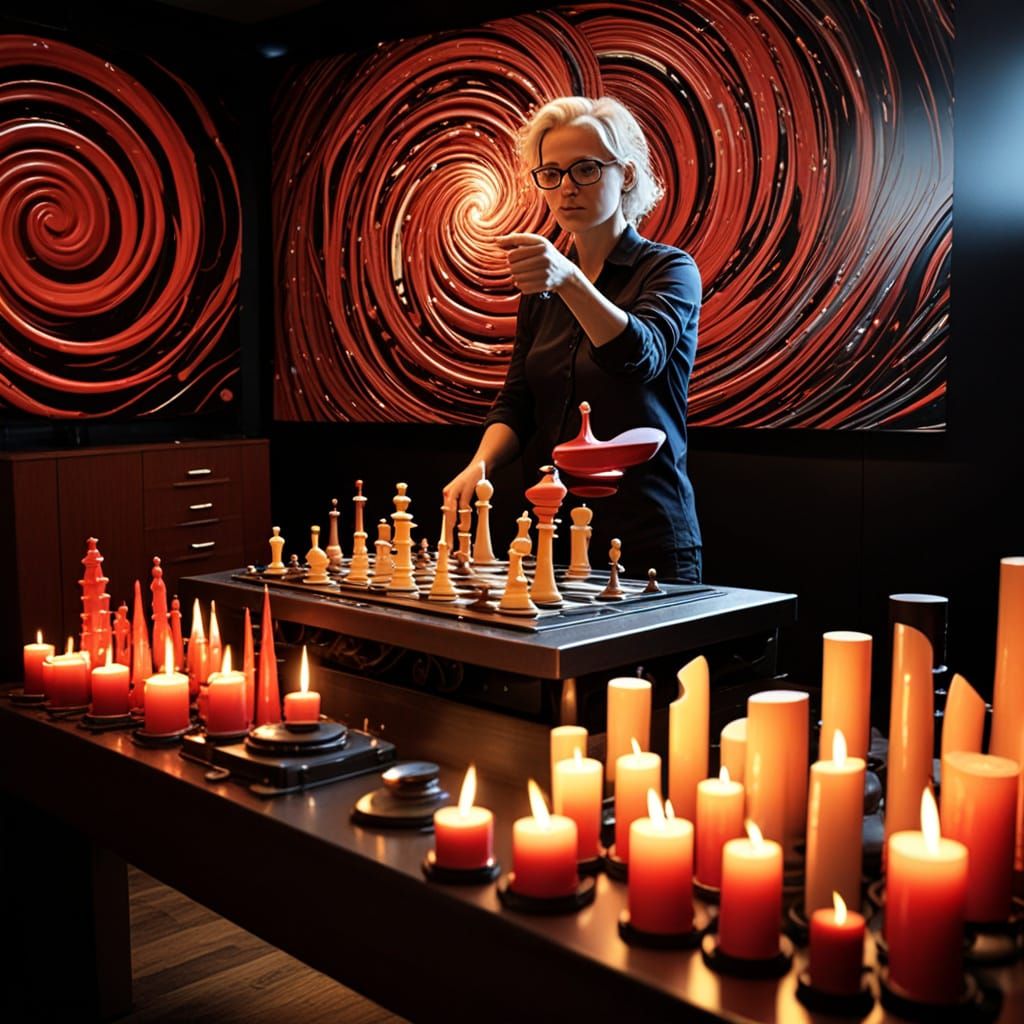 Abstract Red Swirling Vortex in Motion