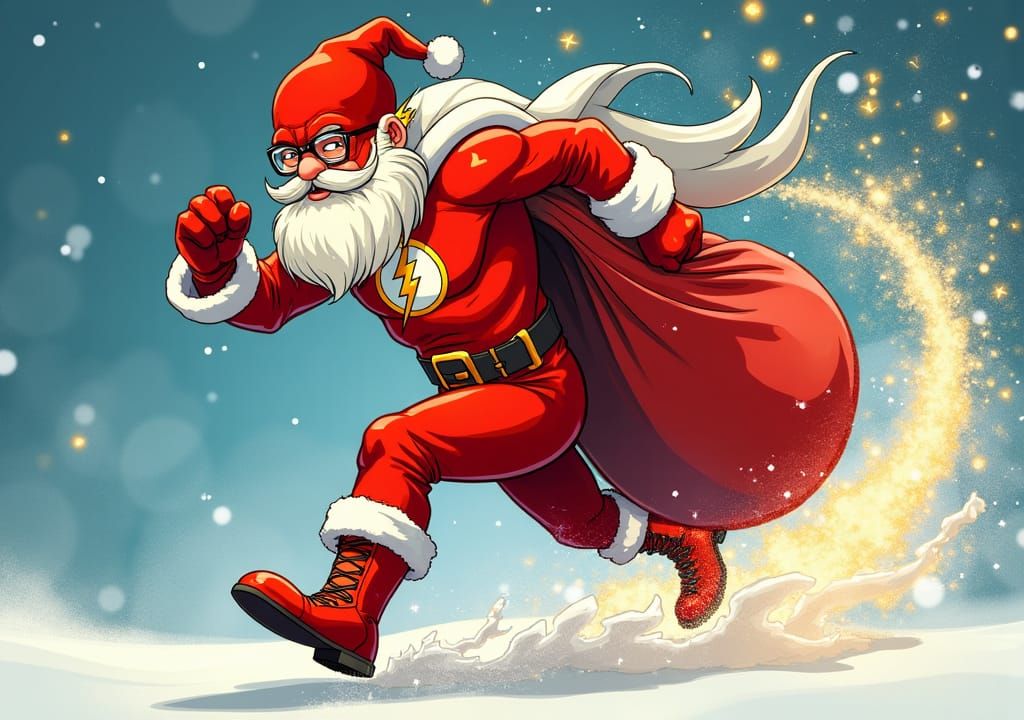 Santa Flash Hybrid in Comic Book Style
