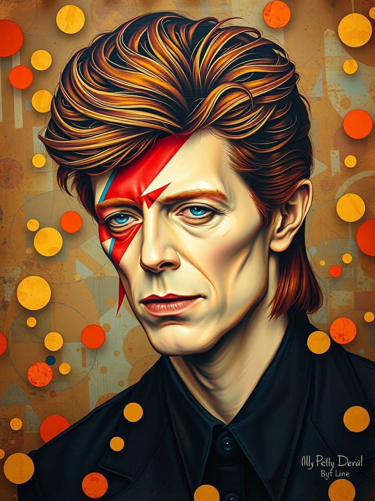 David Bowie Portrait in the Style of Klimt