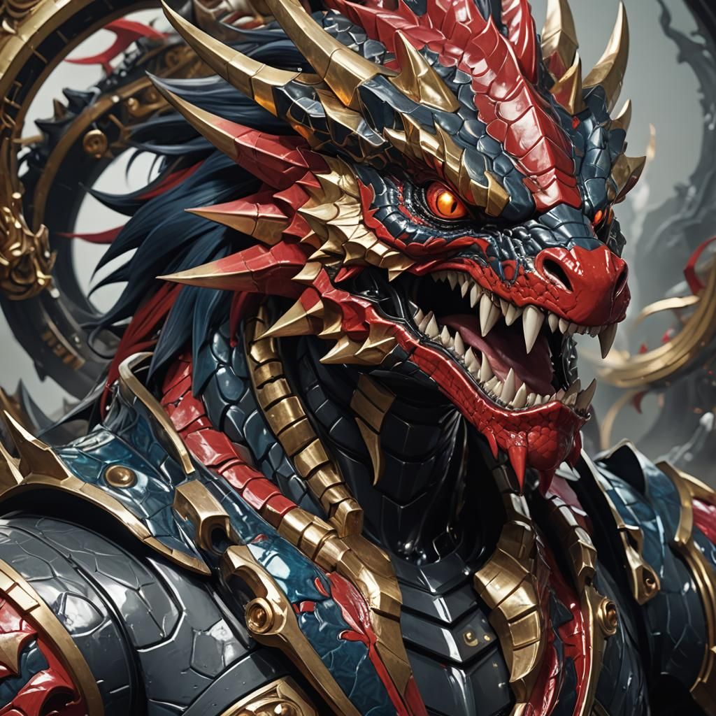 Obsidian Porcelain Groudon Portrait in Unreal Engine 5