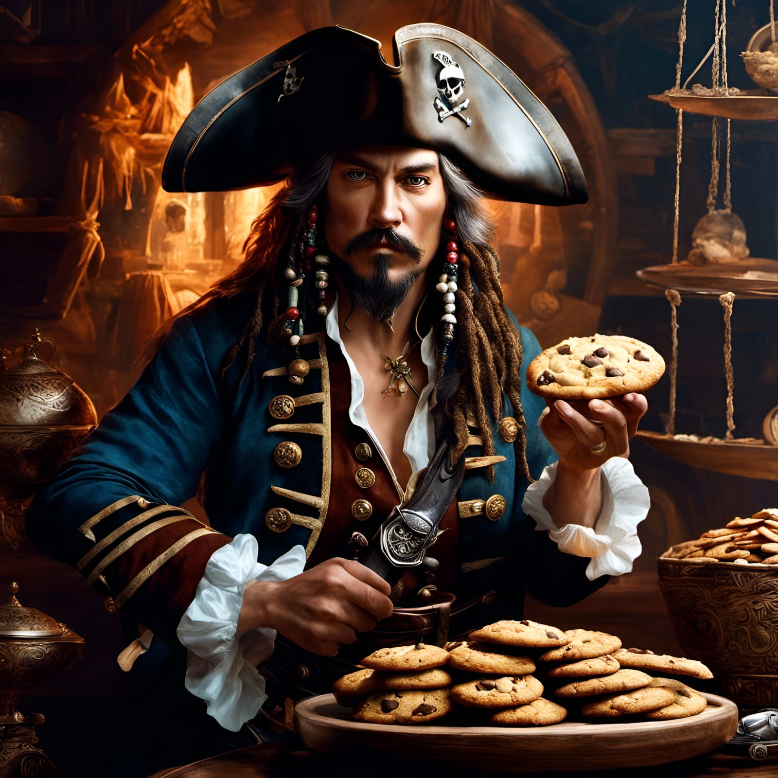 Pirate Portrait with Chocolate Chip Cookies