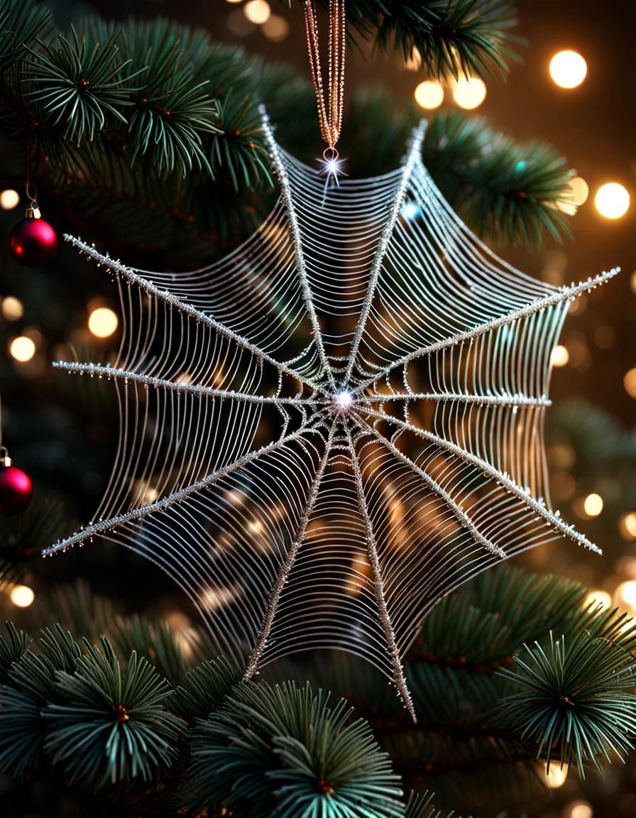 Crystallized Spiderwebs on Christmas Tree