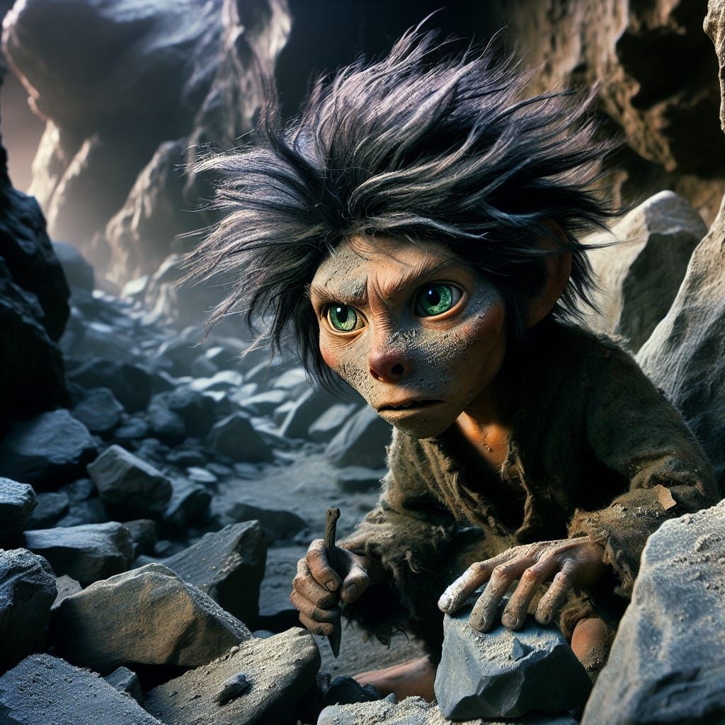 Young Rock Gnome in Neolithic Landscape