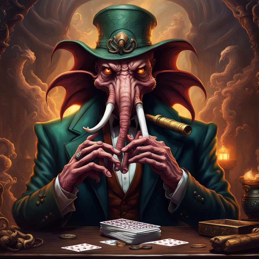 Cthulhu Plays Cards: Detailed Fantasy Concept Art
