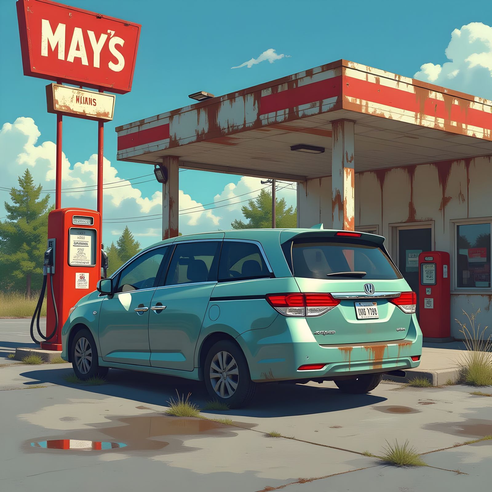 Forgotten Honda at Abandoned Gas Station