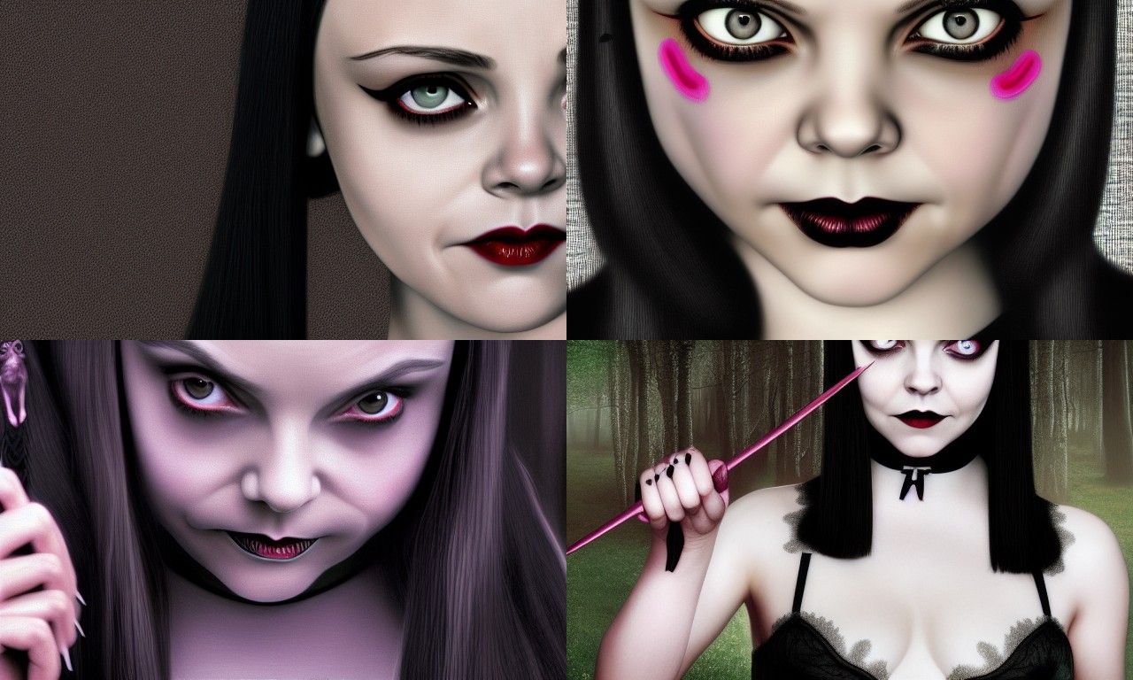 Christina Ricci as Wednesday Addams: Photorealistic Painting