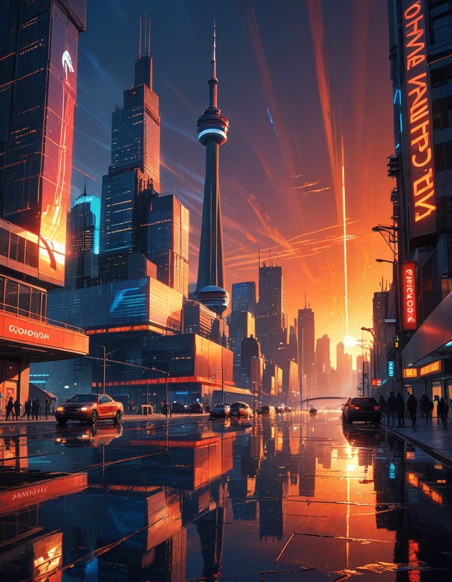 Cyberpunk Cityscape in Digital Art Style