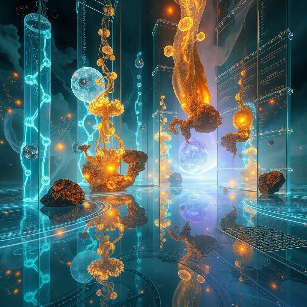 Surreal Dreamscape with Ethereal Lighting and Floating Eleme...