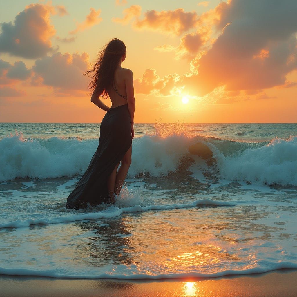 A dreamlike scene in the sun on the beach...