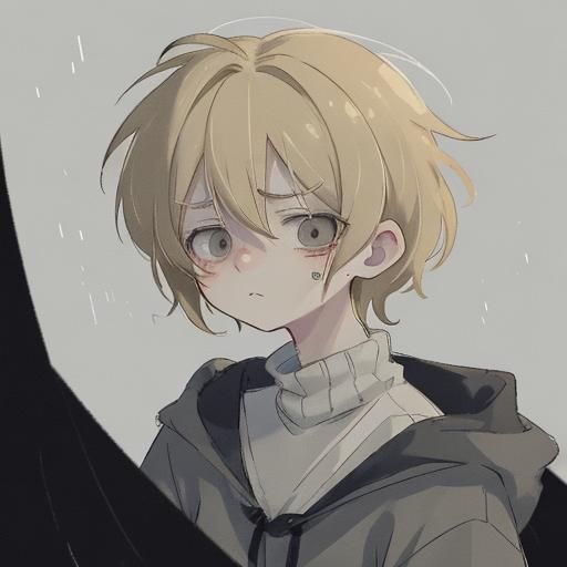 Depressed Anime Tomboy Character in Gloomy Setting