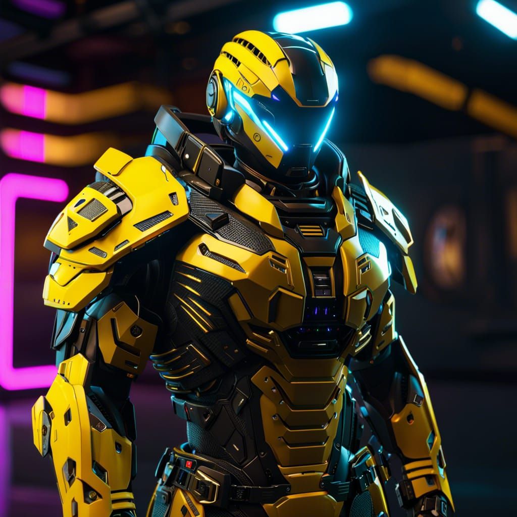 Cyberpunk Armor 3D Model with Neon Lights
