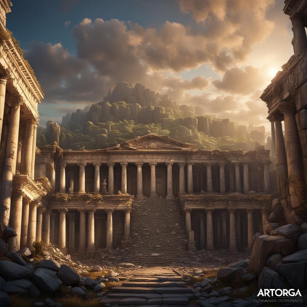 Philosopher Addresses Crowd at Acropolis: Detailed Matte Pai...