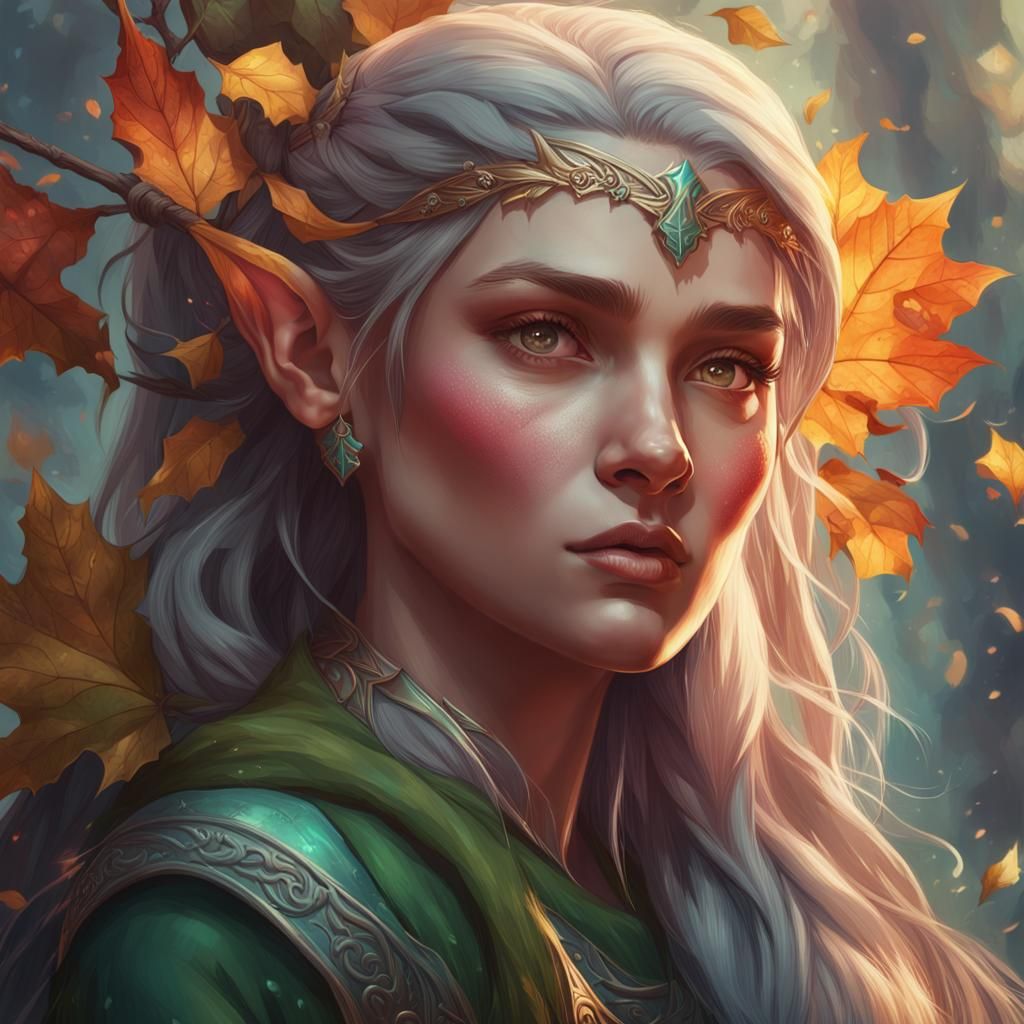 Elf and Human Lover Portrait in Art Nouveau Style