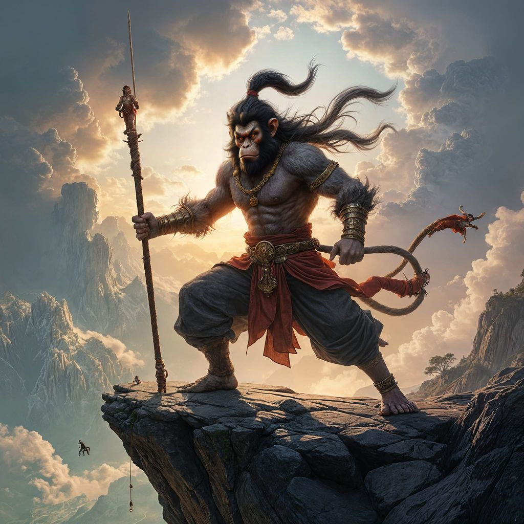 Wukong Hanuman Ready for Battle on Precipice