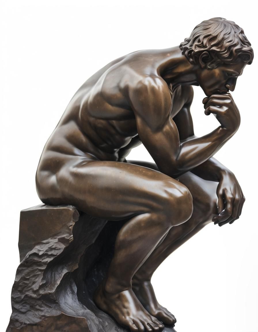 Thinking Man Statue in Vast Cosmos