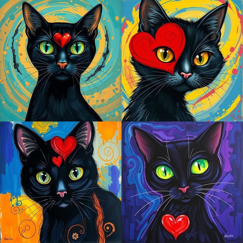 Whimsical Black Cat Radiates Warmth